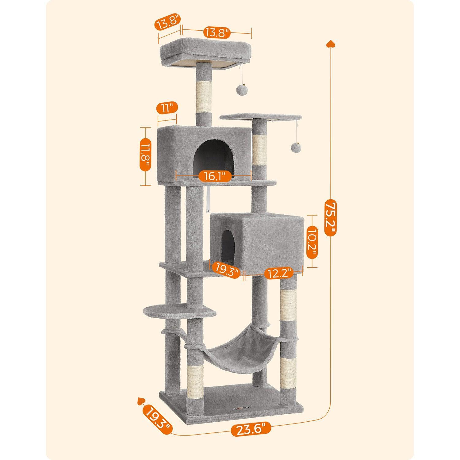 75.2-Inch Large Cat Tree Light Gray FredCo
