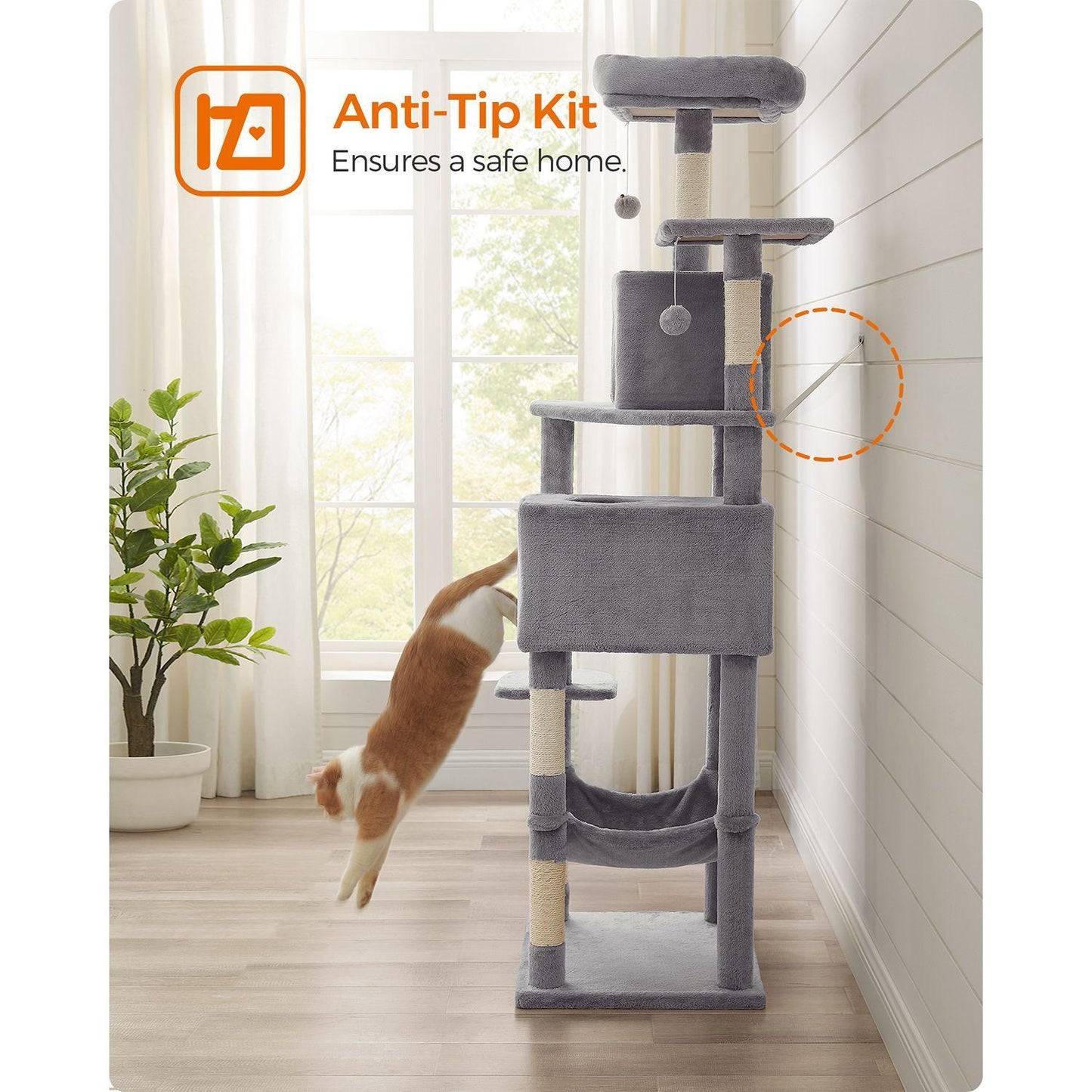 75.2-Inch Large Cat Tree Light Gray FredCo