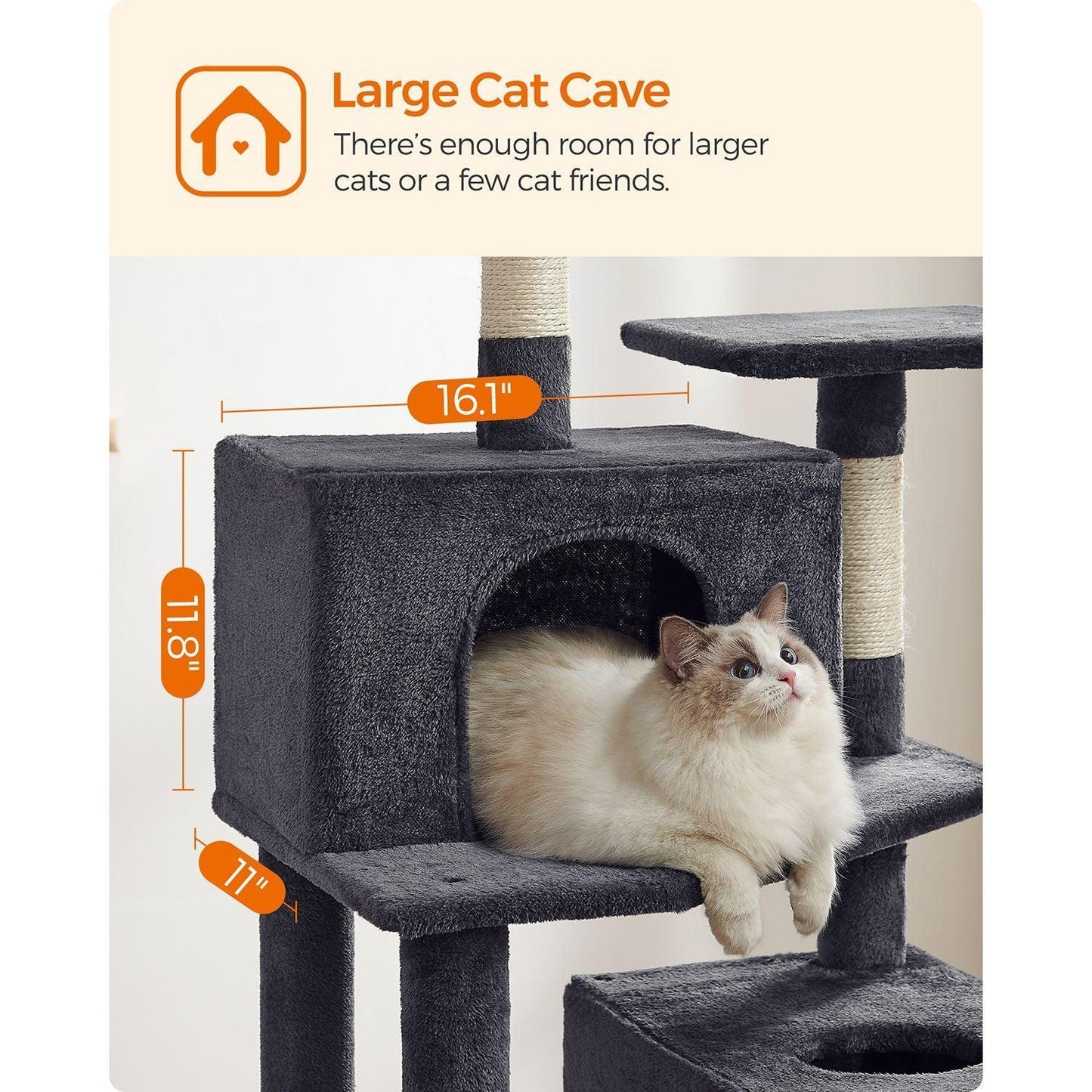 75.2-Inch Large Cat Tree Smoky Gray FredCo