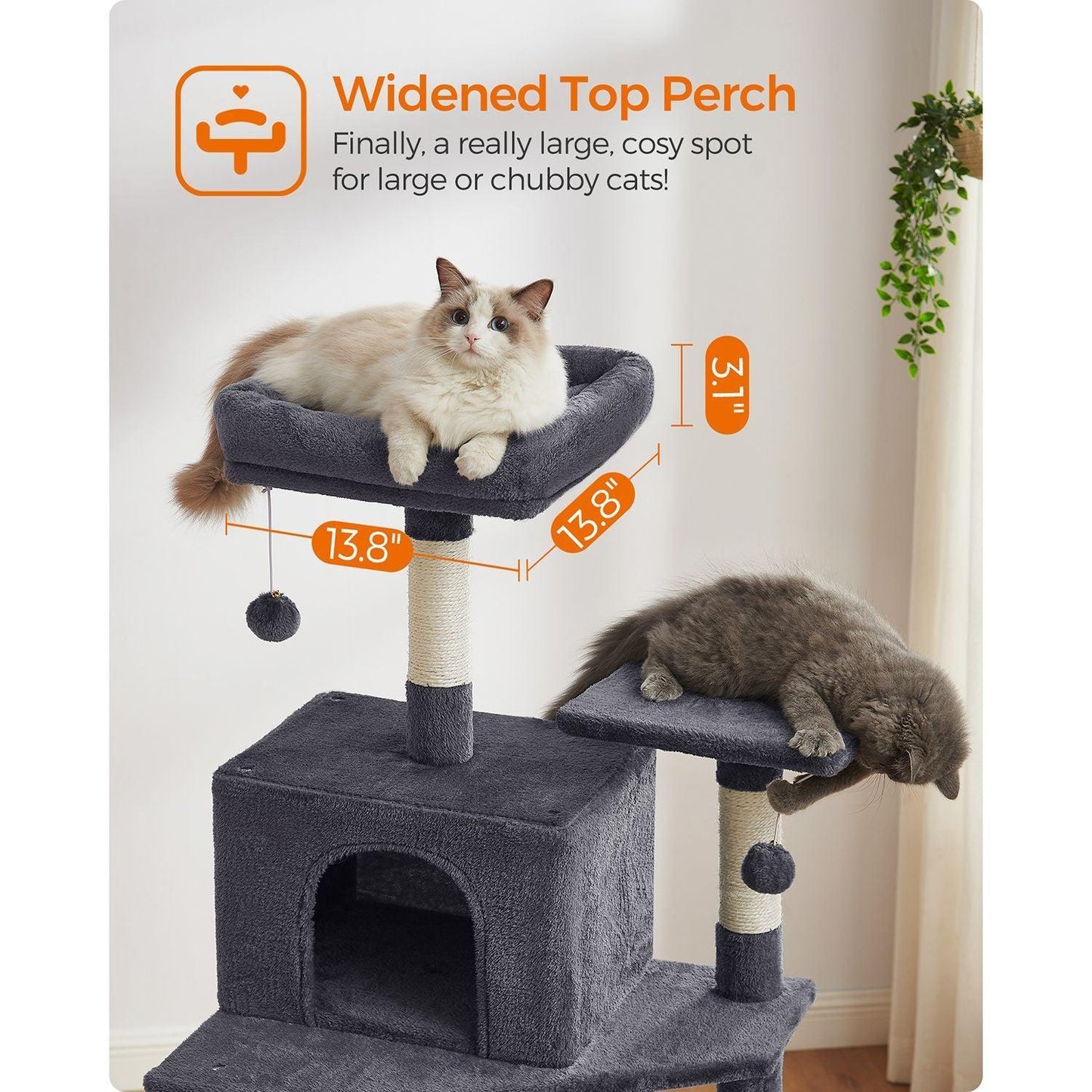 75.2-Inch Large Cat Tree Smoky Gray FredCo