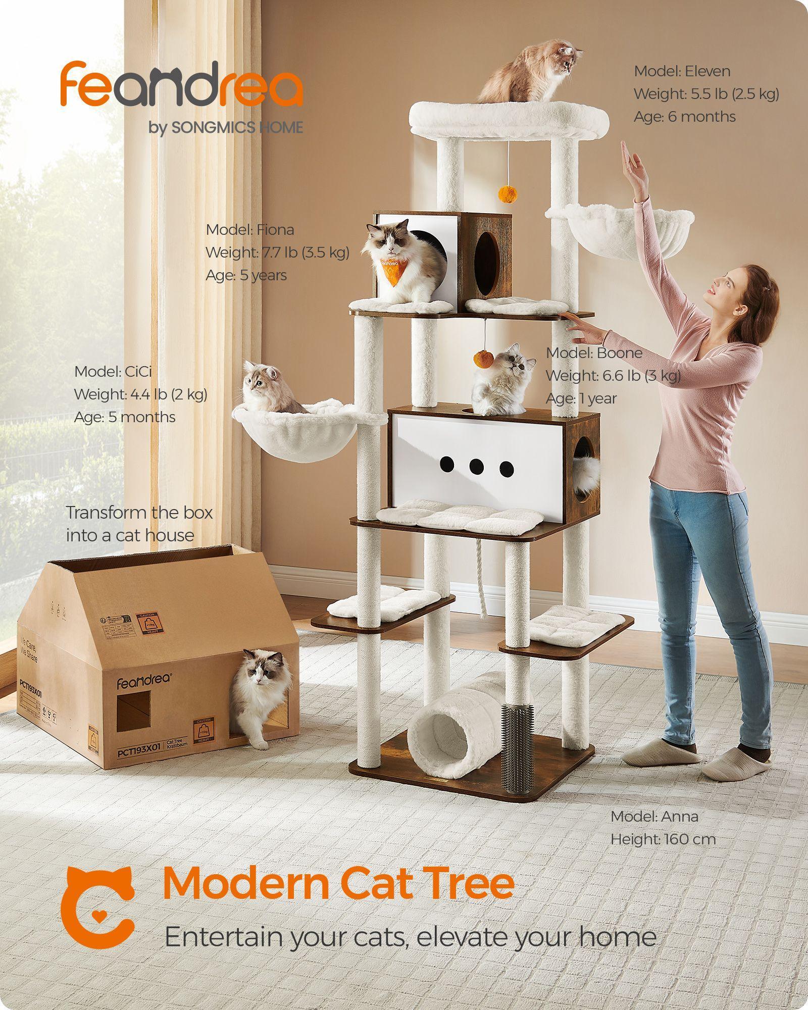 77.5" High Multi-Level Cat Tree Rustic Brown FredCo