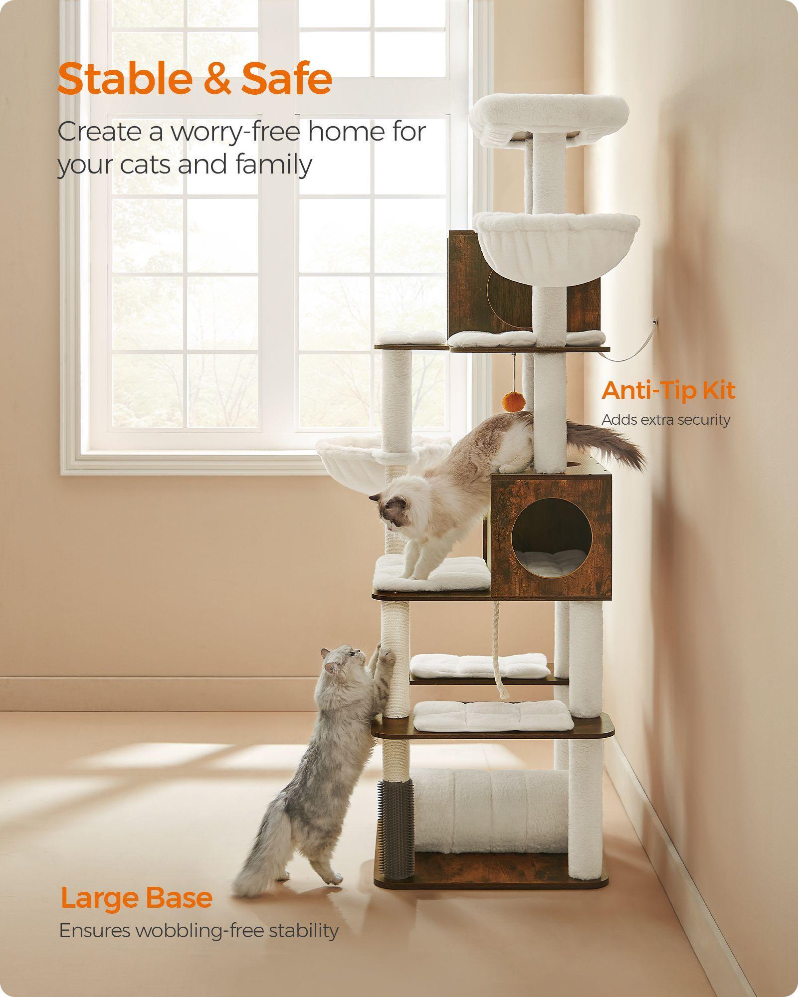 77.5" High Multi-Level Cat Tree Rustic Brown FredCo