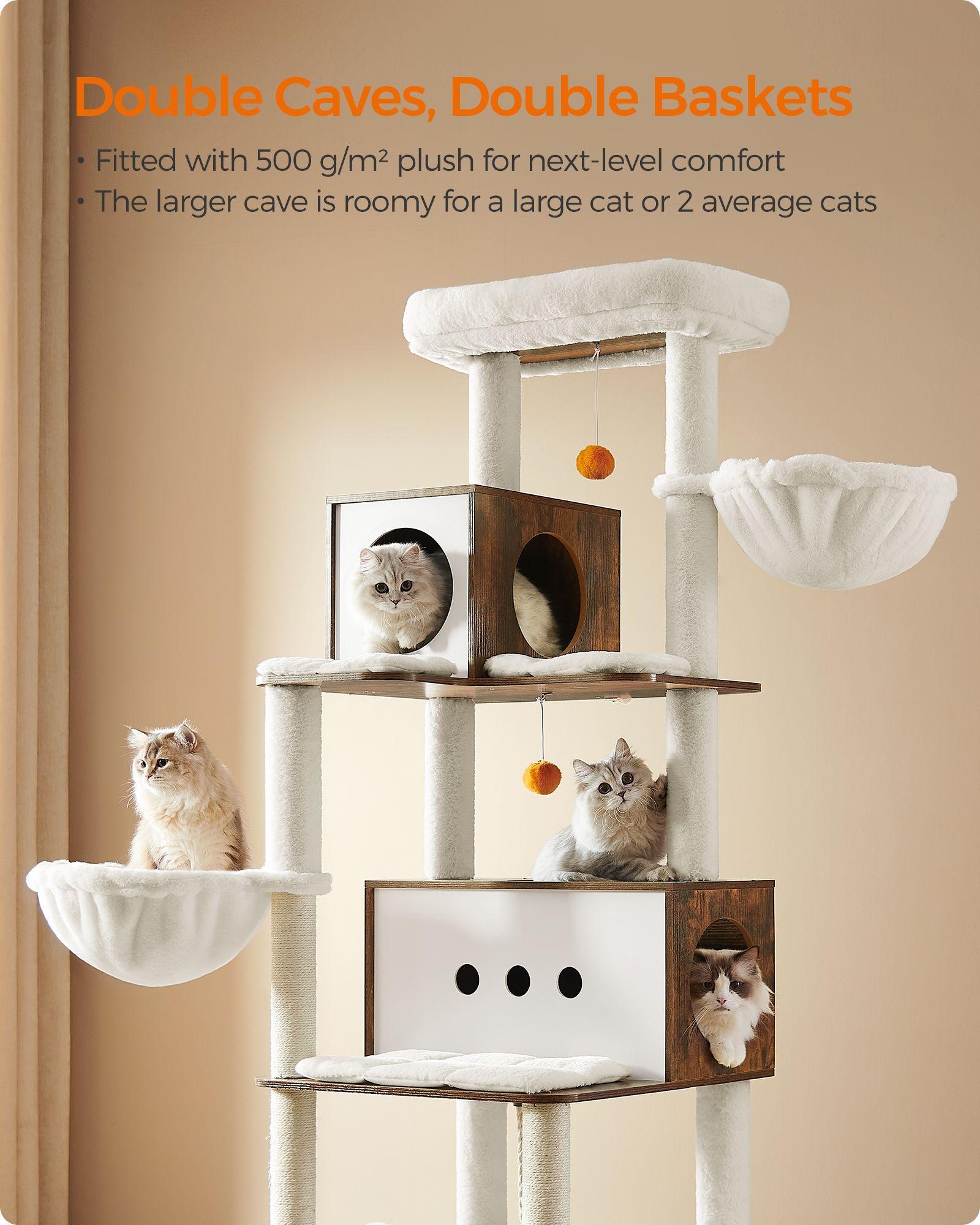 77.5" High Multi-Level Cat Tree Rustic Brown FredCo