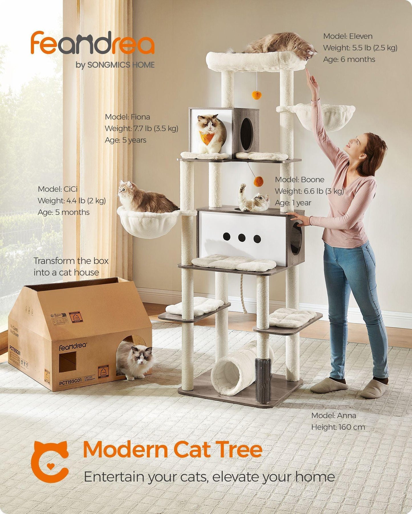 77.5-Inch Tall Modern Cat Tree FredCo