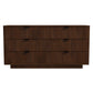 Modern dark wood dresser with three drawers and textured front, FredCo International furniture