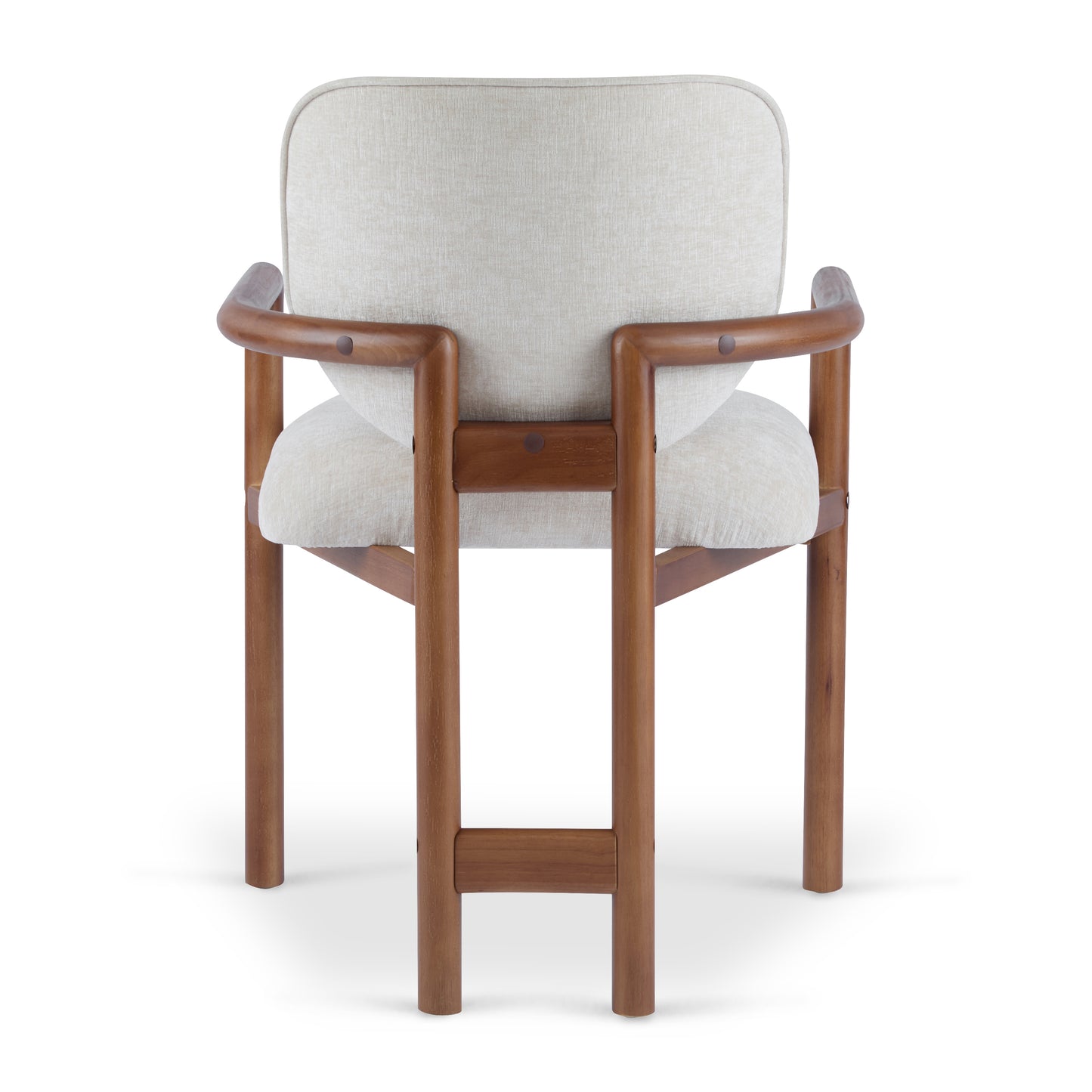 Dining Chairs Set of 2 Upholstered Arm Chairs, Rubber Wood Accent Chairs Beige Fabric Seating, 300 LBS Weight Capacity FredCo