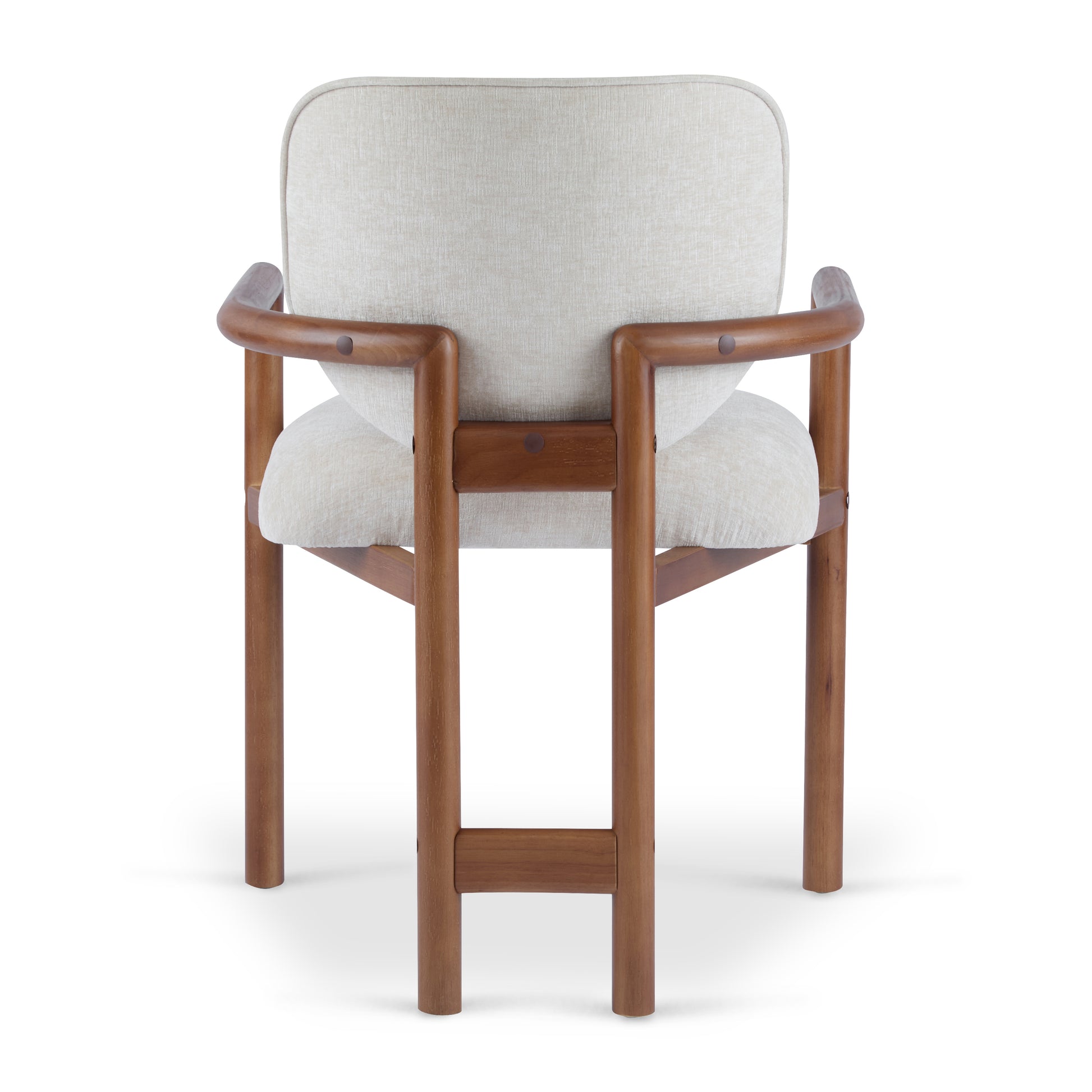 Dining Chairs Set of 2 Upholstered Arm Chairs, Rubber Wood Accent Chairs Beige Fabric Seating, 300 LBS Weight Capacity FredCo