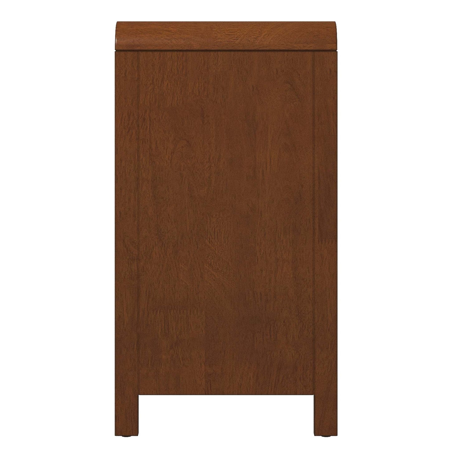 Side view of a wooden furniture piece with a smooth brown finish, FredCo International