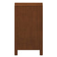 Side view of a wooden furniture piece with a smooth brown finish, FredCo International
