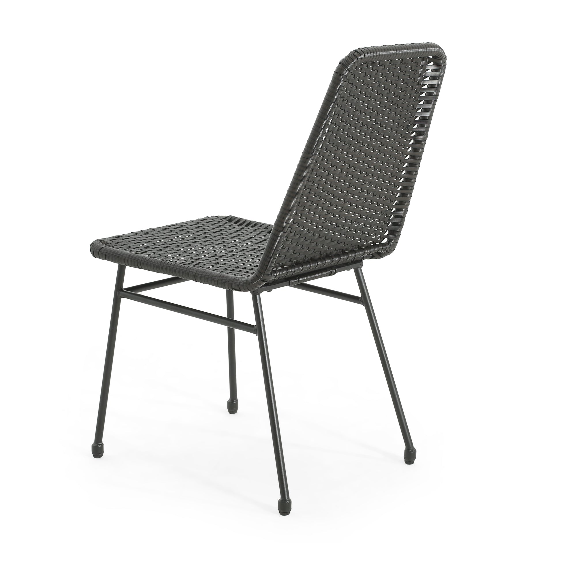 Aluminum and Rattan Chat Set, Outdoor Patio Set Includes Rattan Dining Chair Set of 2 and C-Shaped Side Table FredCo