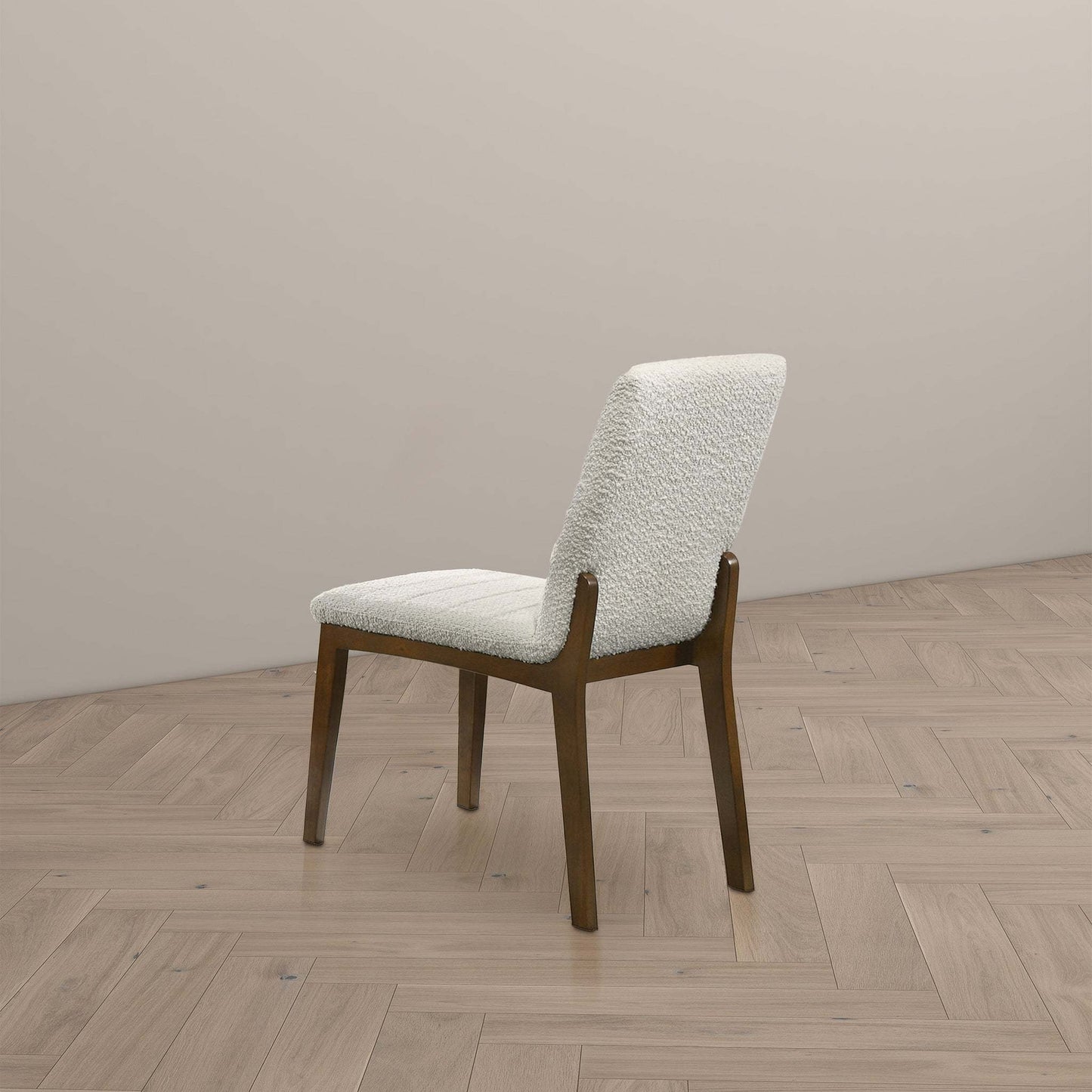 Ines Modern White Boucle Dining Chair (Set of 2) with Solid Wood Base and Foam Padding 35.8'H x 18.9'W x 24'D FredCo