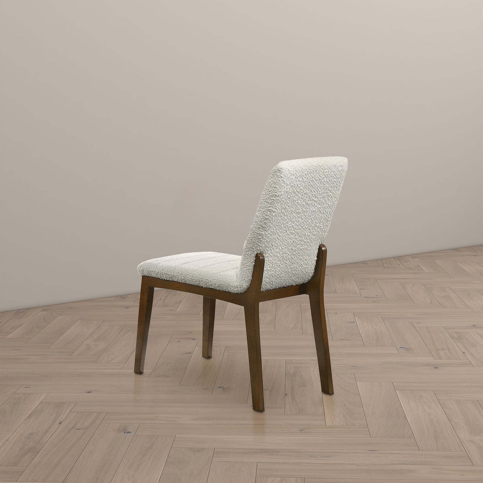 Ines Modern White Boucle Dining Chair (Set of 2) with Solid Wood Base and Foam Padding 35.8'H x 18.9'W x 24'D FredCo