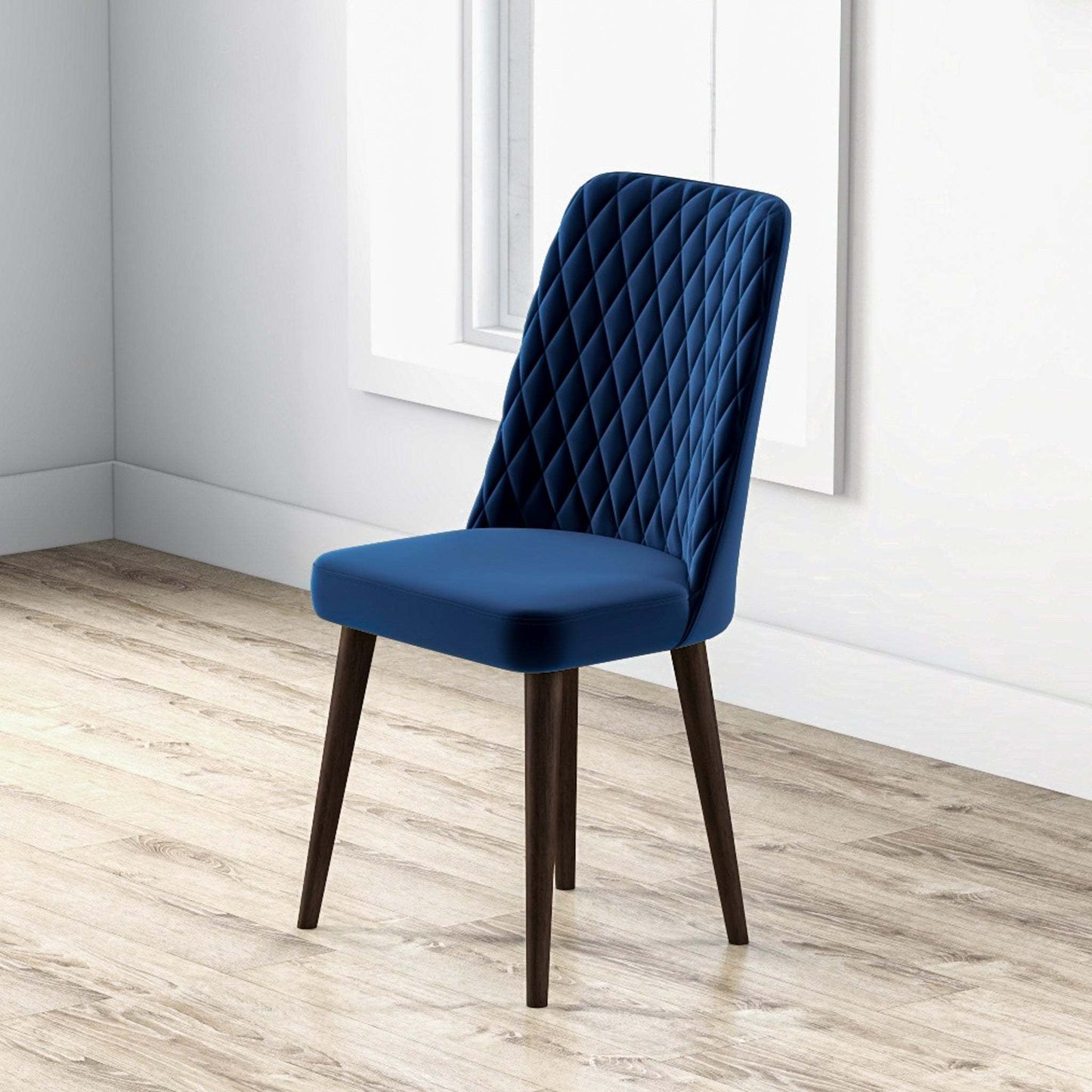 Best selling Katie Mid-Century Modern Velvet Dining Chair (Set Of 2)- Blue, Solid Wood, 20x18x36 Inches Table Chairs for Living Room Bedroom Outdoor Lounge FredCo
