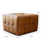 Square brown leather ottoman with tufted design, 27.5 x 27.5 x 18 inches, home furniture