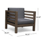 Outdoor Club Chair, Acacia Wood Patio Chair with Fabric Cushion for Backyard, Poolside, Garden or Porch, Grey FredCo