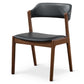 High Quality Enzo Mid-Century Modern Black Leather Dining Chair (Set of 2) with Solid Wood Base 21.1'W x 24.5'D x 30.1'H for Living Room Bedroom Outdoor FredCo