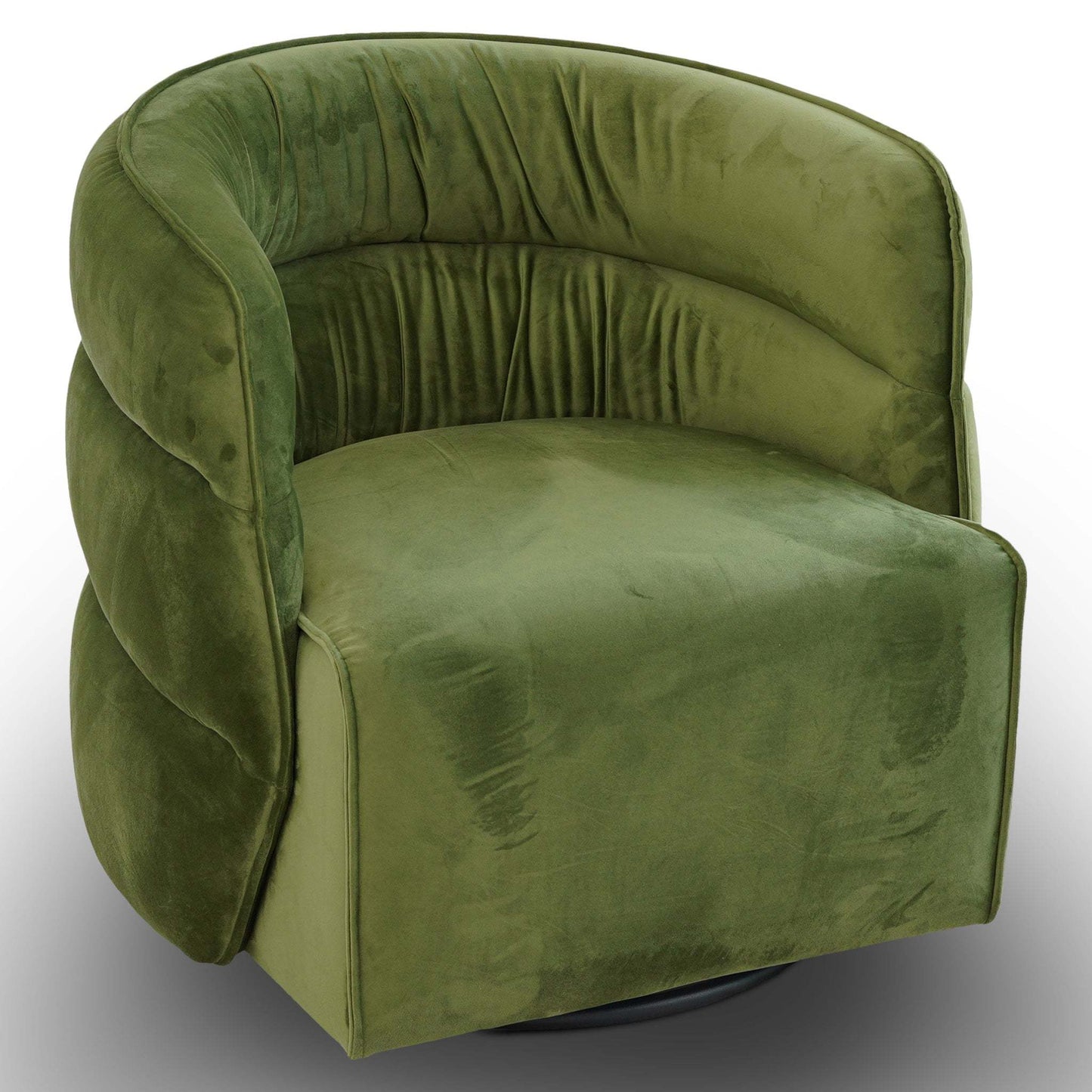 Green velvet accent chair with curved backrest, modern furniture from FredCo International