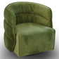 Green velvet accent chair with curved backrest, modern furniture from FredCo International
