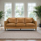 Cooper Mid Century Modern Tan Leather Sofa with Easy Maintenance and Solid Wood Frame FredCo