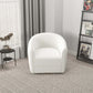 High Quality Elise Mid Century Modern Beige Boucle Swivel Chair with Elegant Design and Multi-functional Use 34.2W'x 30D'x 30H' Swivel Round Chairs for Living Room Bedroom Reading, White FredCo