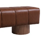Upholstered Dining Bench for Dining Room, No-Assembly End of Bed Entryway Bench Ottoman for Bedroom Living Room, Brown PU Stool Top Wood Leg 300 LBS Weight Capacity FredCo