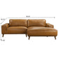 Modern brown leather sectional sofa with chaise lounge and dimensions, FredCo International furniture