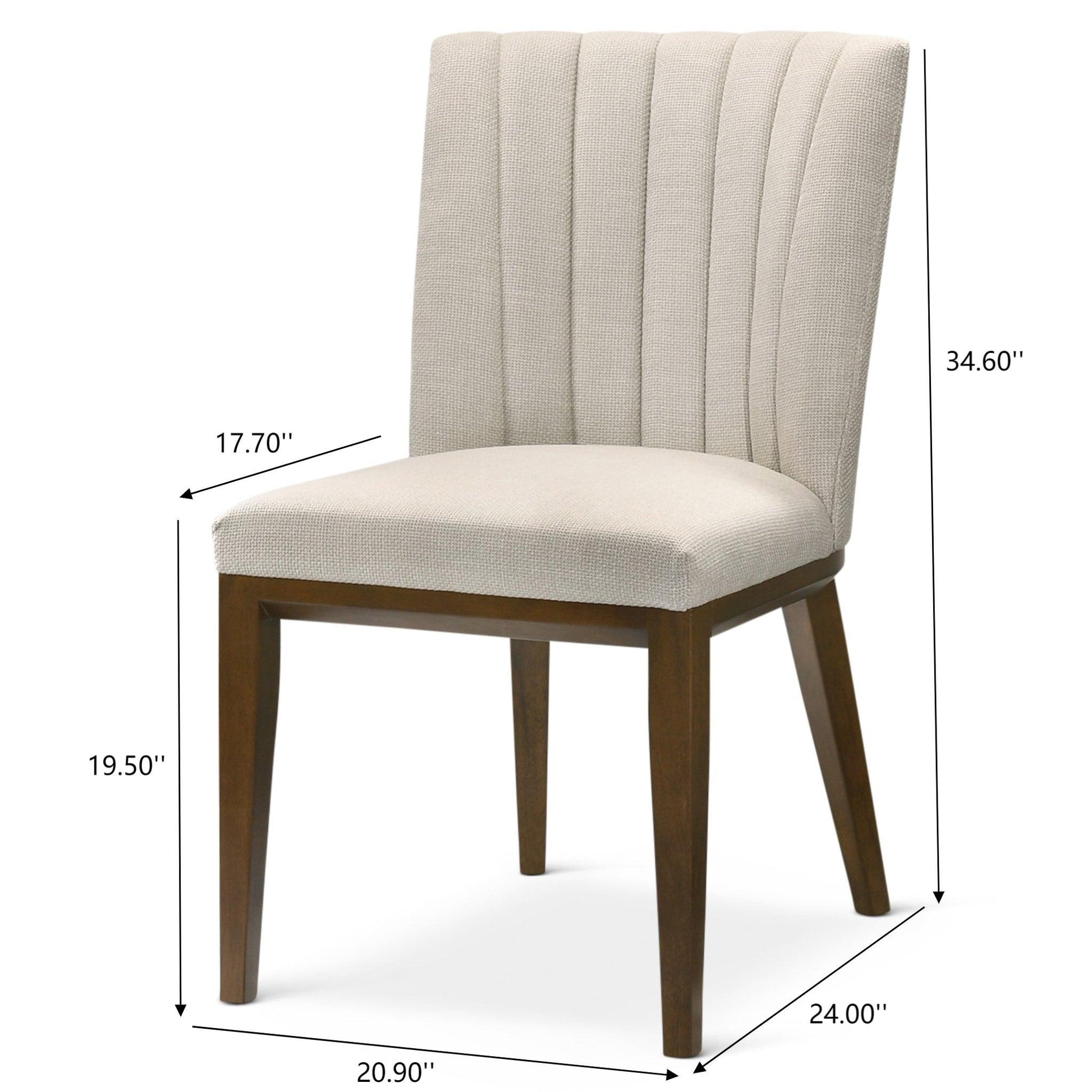 Elmwood Beige Fabric Dining Chair Set For Living Room Bedroom 34.6'H x 20.9'W x 24'D FredCo