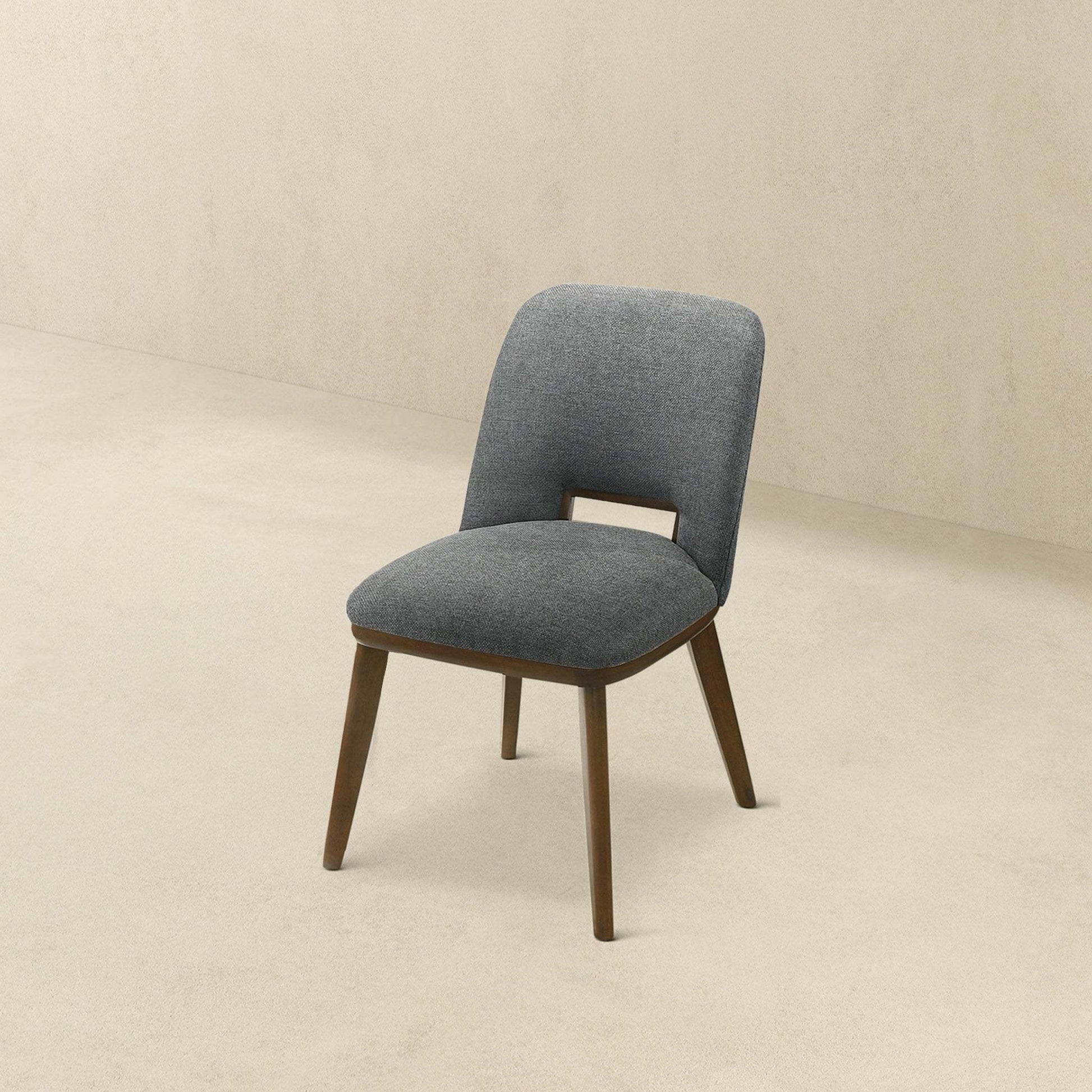Modern Blake Dark Grey Fabric Dining Chair (Set of 2) with Walnut Wood Base 33.7'H x 19.3'W x 24.8'D FredCo