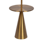 Modern gold metal side table with round top and cone base, FredCo International furniture