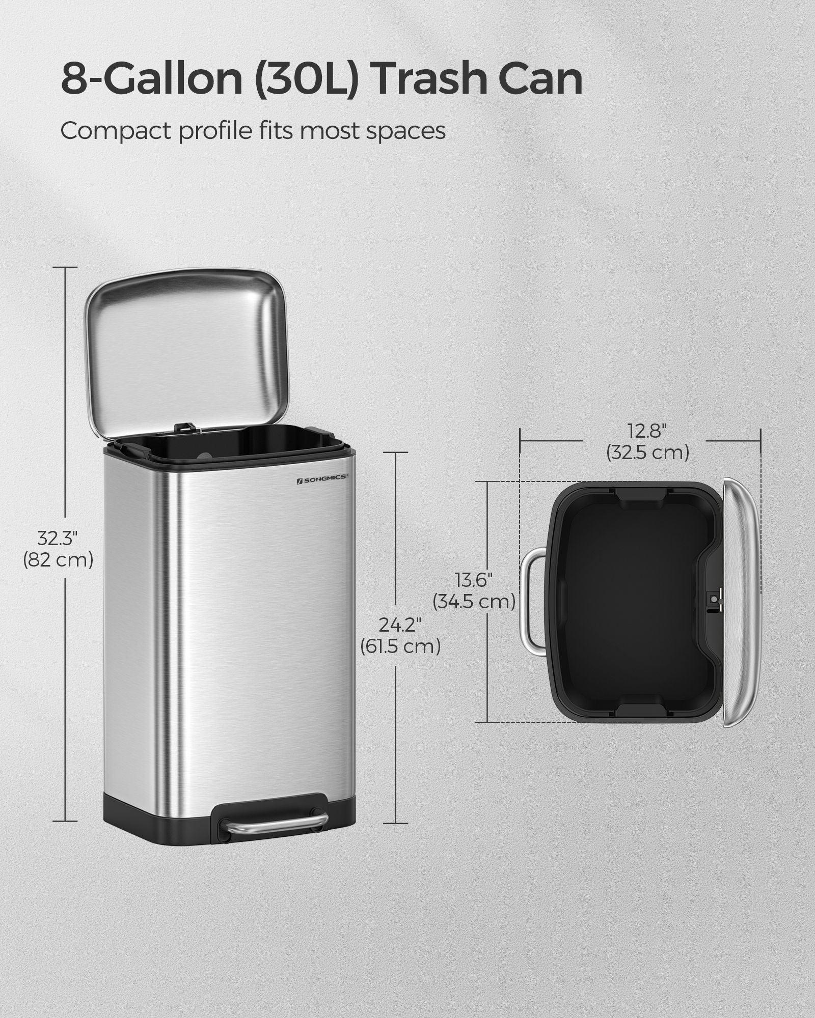 8 Gallon Trash Can with Lid and Inner Bucket FredCo