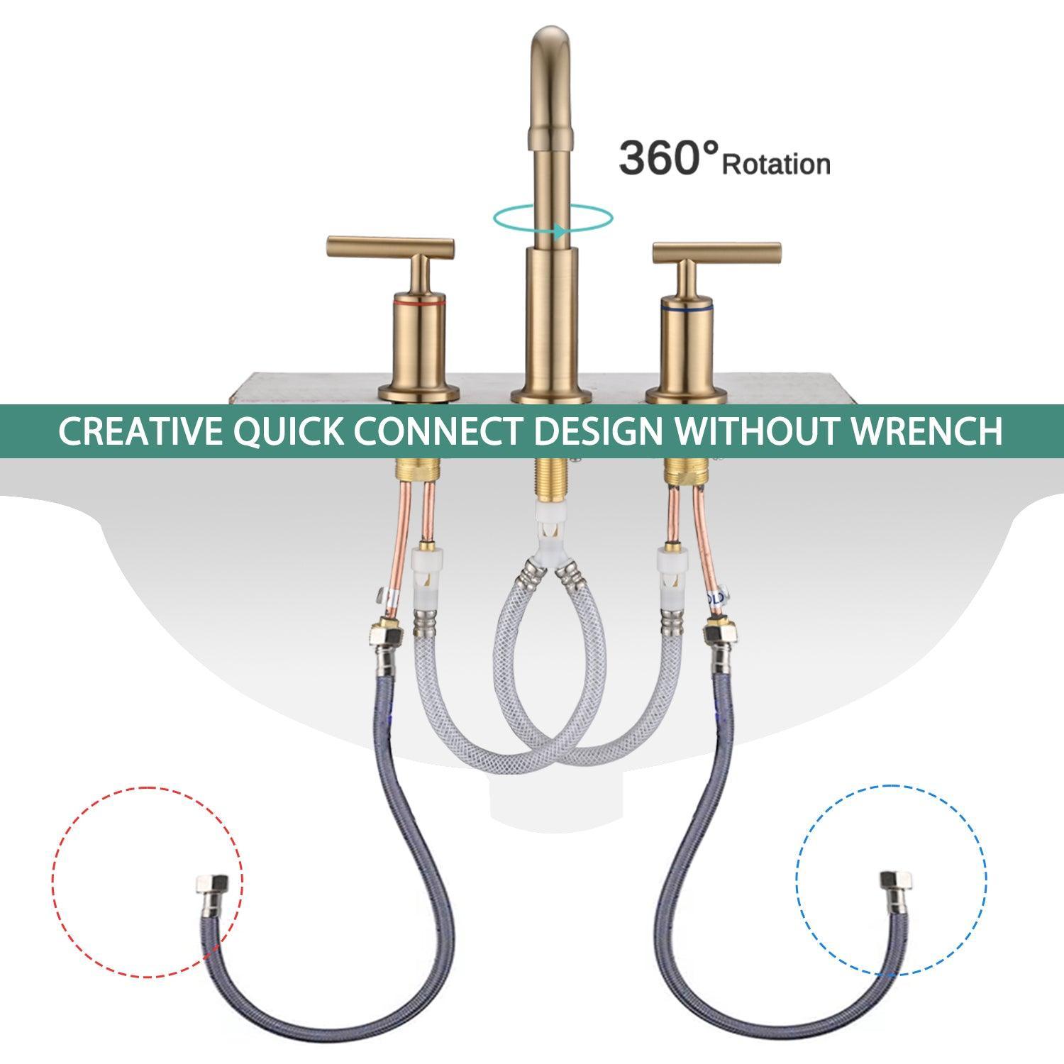 8 in. Widespread Double Handle Bathroom Faucet with Pop Up Drain in Brushed Gold FredCo