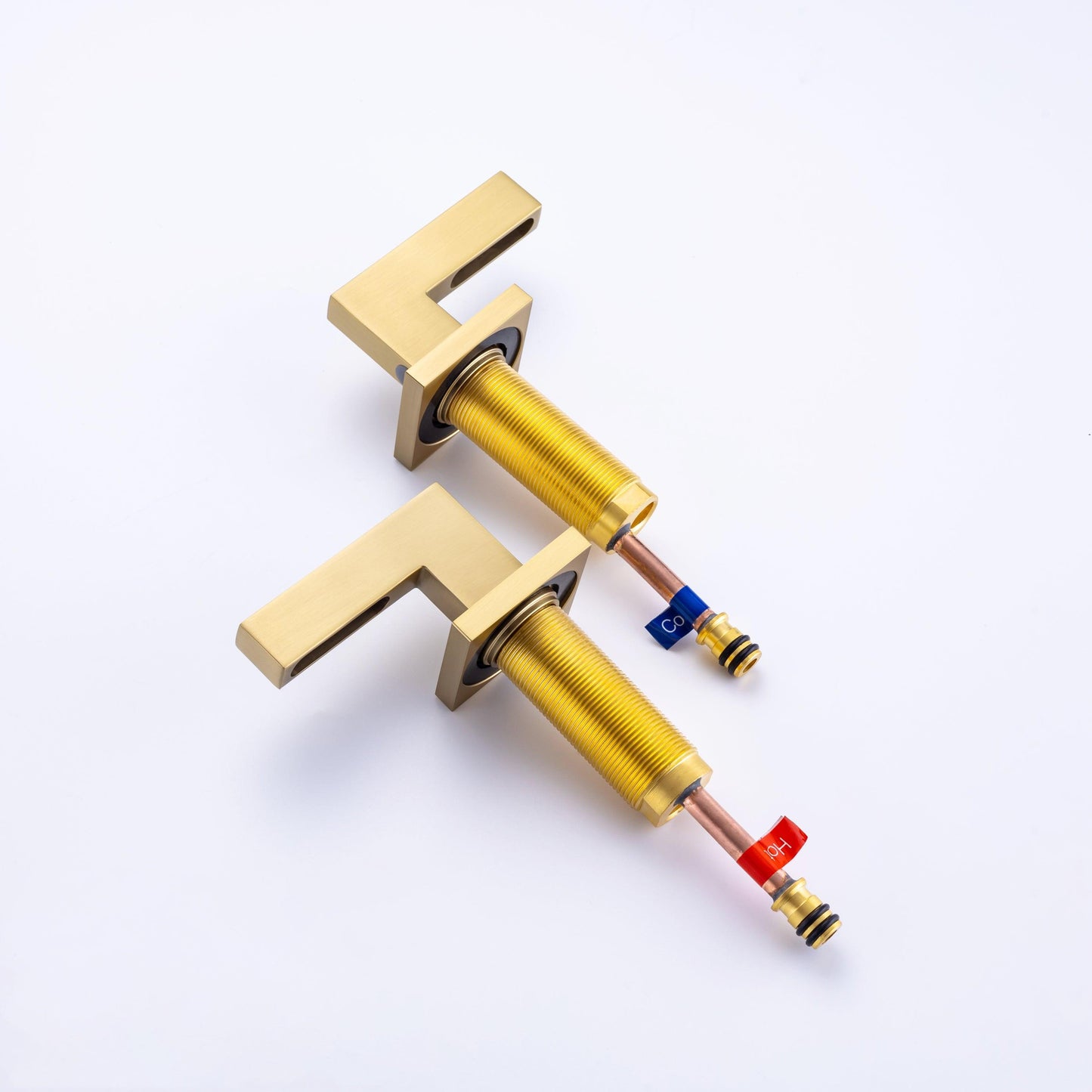 8 inch Widespread Bathroom Faucet Brushed Gold for Sink 3 Hole Brass 2 Handle FredCo