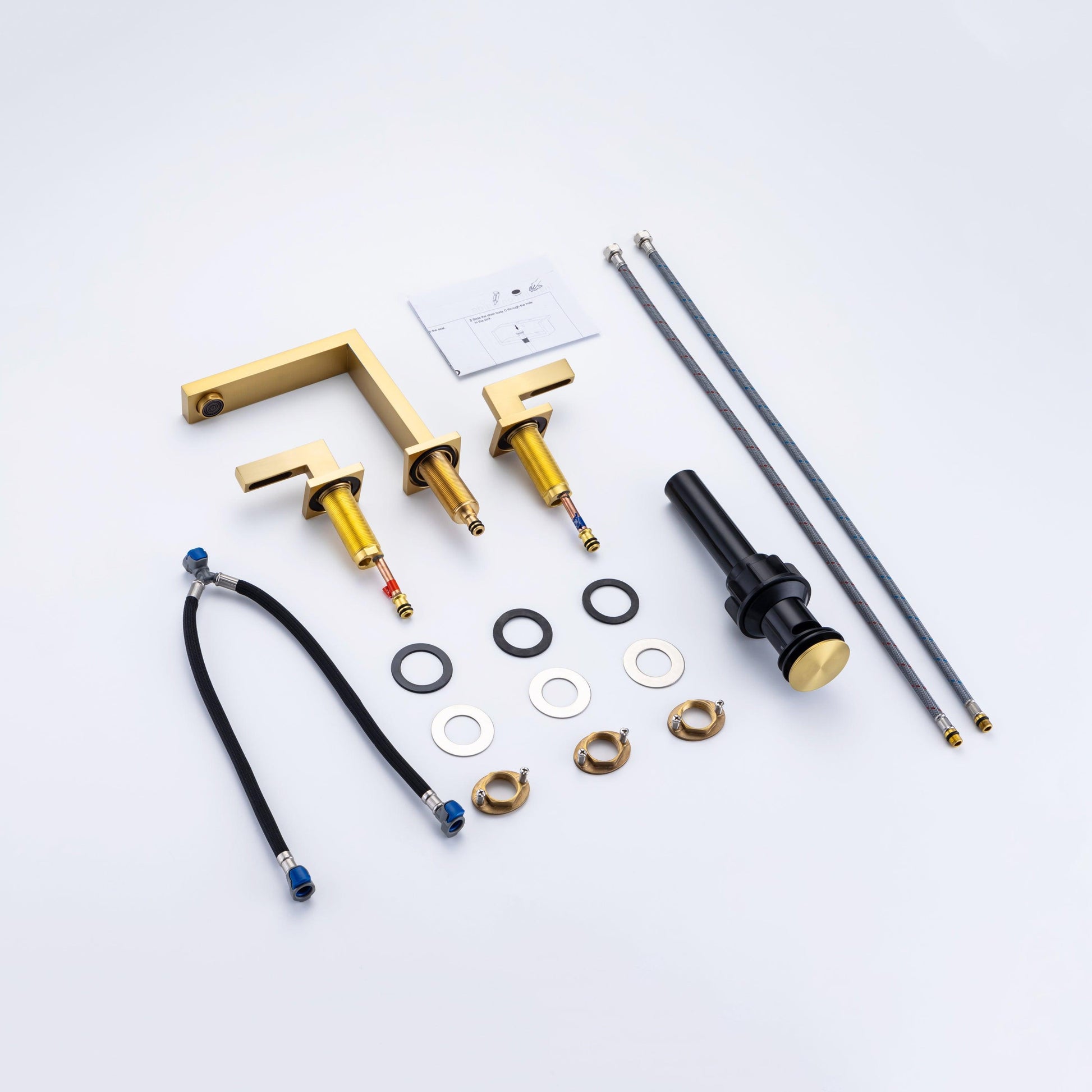 8 inch Widespread Bathroom Faucet Brushed Gold for Sink 3 Hole Brass 2 Handle FredCo