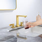 8 inch Widespread Bathroom Faucet Brushed Gold for Sink 3 Hole Brass 2 Handle FredCo