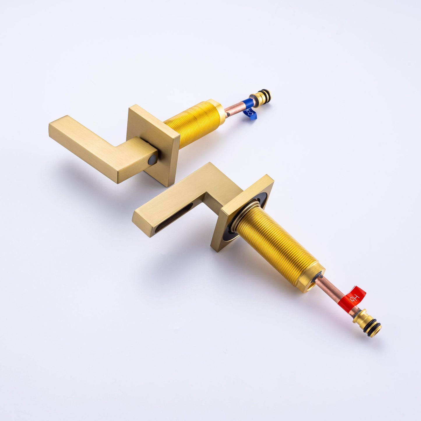 8 inch Widespread Bathroom Faucet Brushed Gold for Sink 3 Hole Brass 2 Handle FredCo