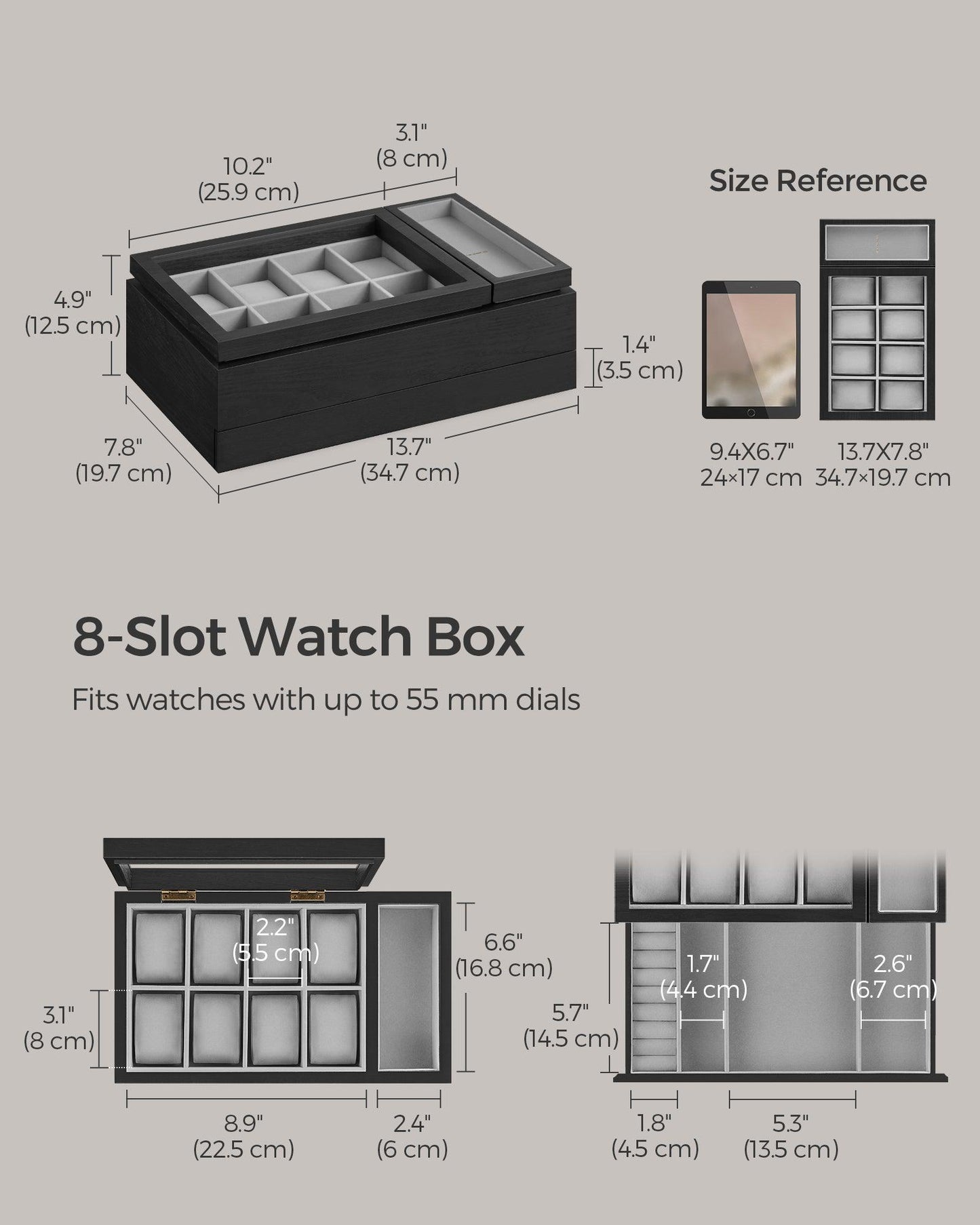 8-Slot Watch Box Black FredCo