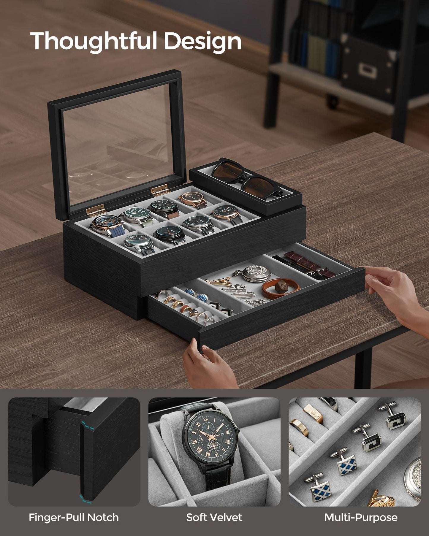 8-Slot Watch Box Black FredCo