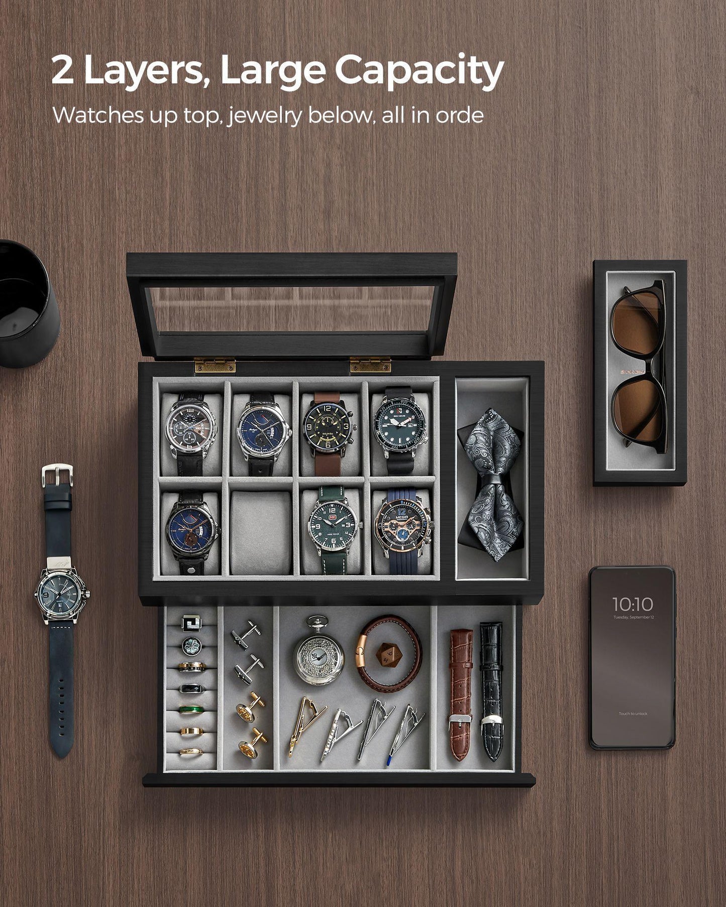 8-Slot Watch Box Black FredCo