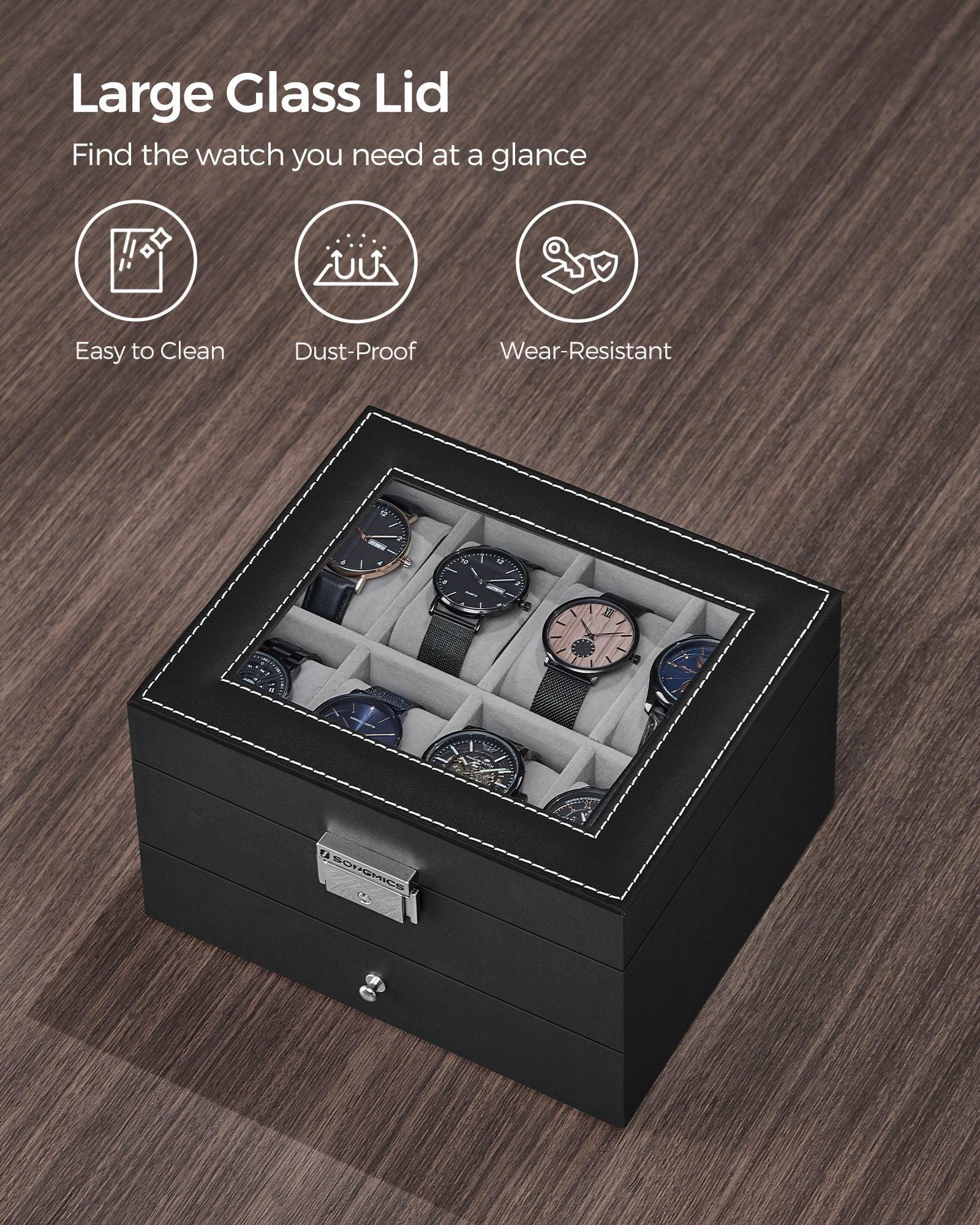 8-Slot Watch Box Black and Gray FredCo