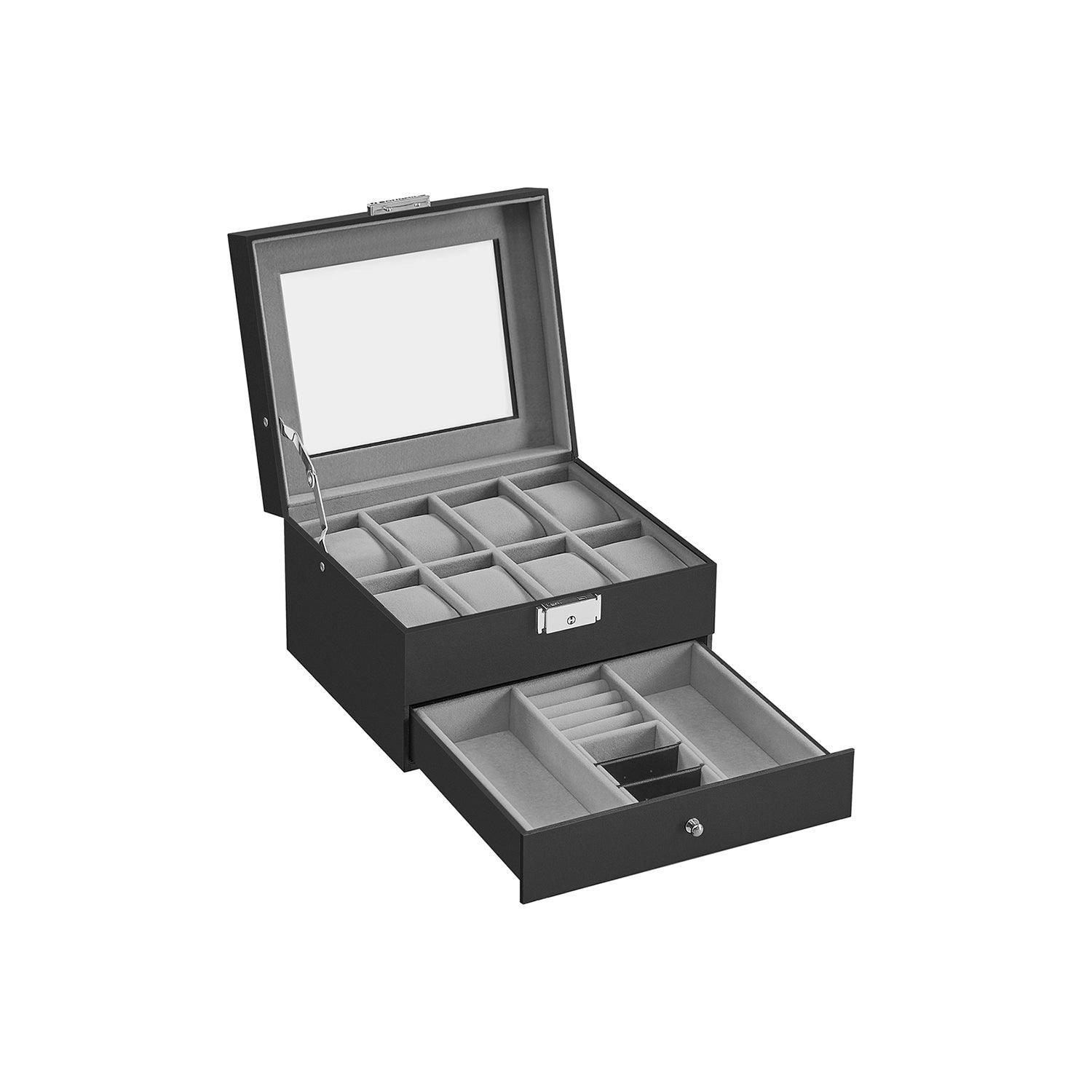 8-Slot Watch Box Black and Gray FredCo