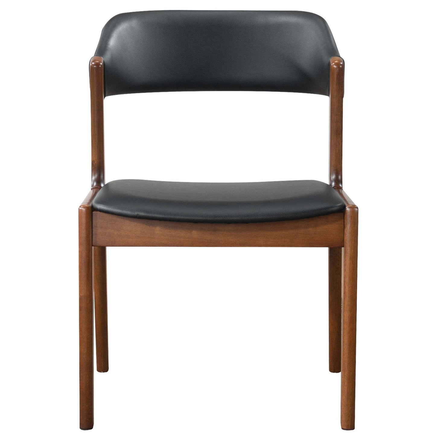 High Quality Enzo Mid-Century Modern Black Leather Dining Chair (Set of 2) with Solid Wood Base 21.1'W x 24.5'D x 30.1'H for Living Room Bedroom Outdoor FredCo