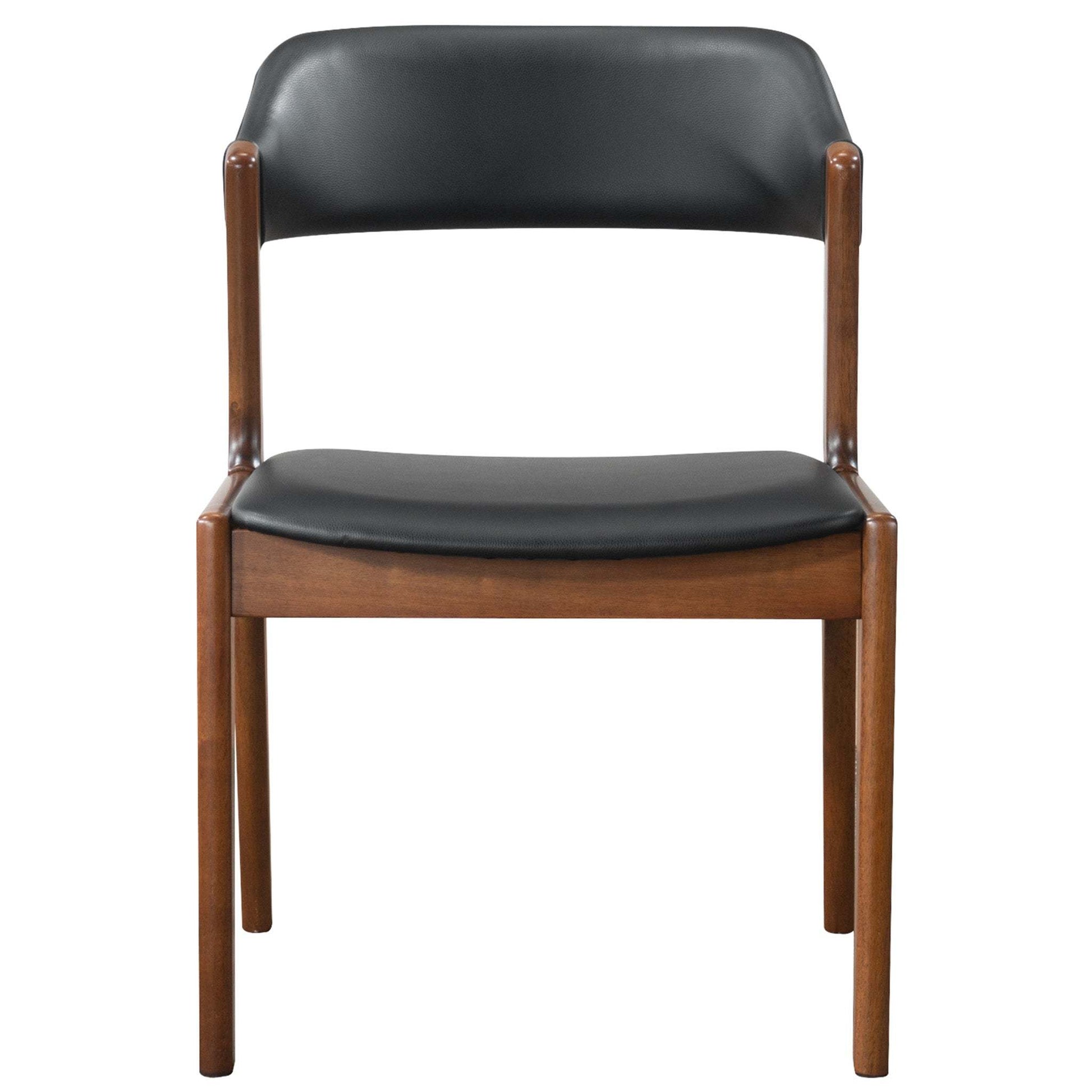 High Quality Enzo Mid-Century Modern Black Leather Dining Chair (Set of 2) with Solid Wood Base 21.1'W x 24.5'D x 30.1'H for Living Room Bedroom Outdoor FredCo