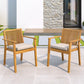Patio Dining Chair Set of 2 - Sturdy Acacia Wood, Comfortable Waterproof Seating, 400 lbs Capacity, Natural Color Frame FredCo