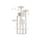 81.1" Large Multi-Level Cat Tree with 13 Scratching Posts Cream White FredCo