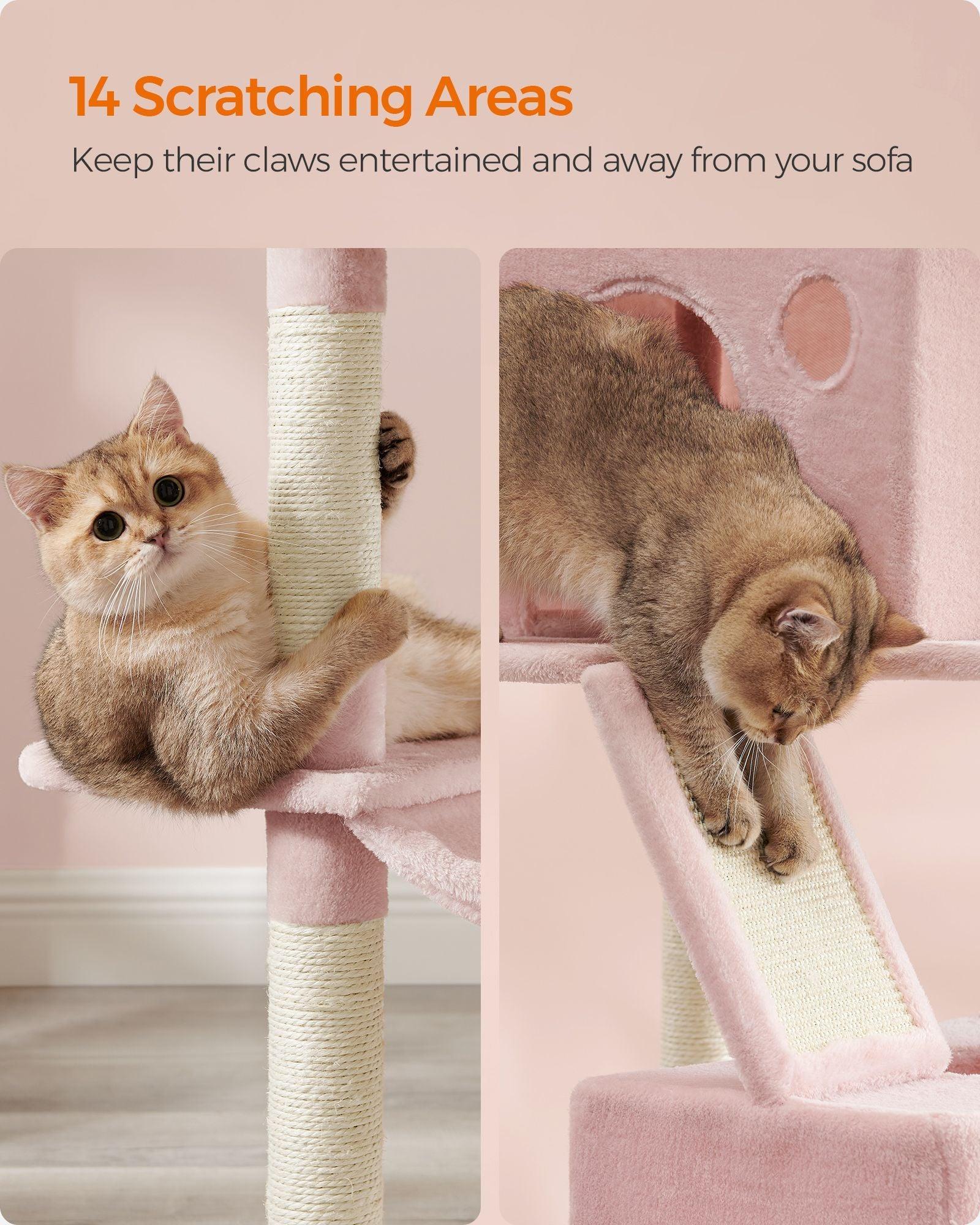 81.1" Large Multi-Level Cat Tree with 13 Scratching Posts Jelly Pink FredCo