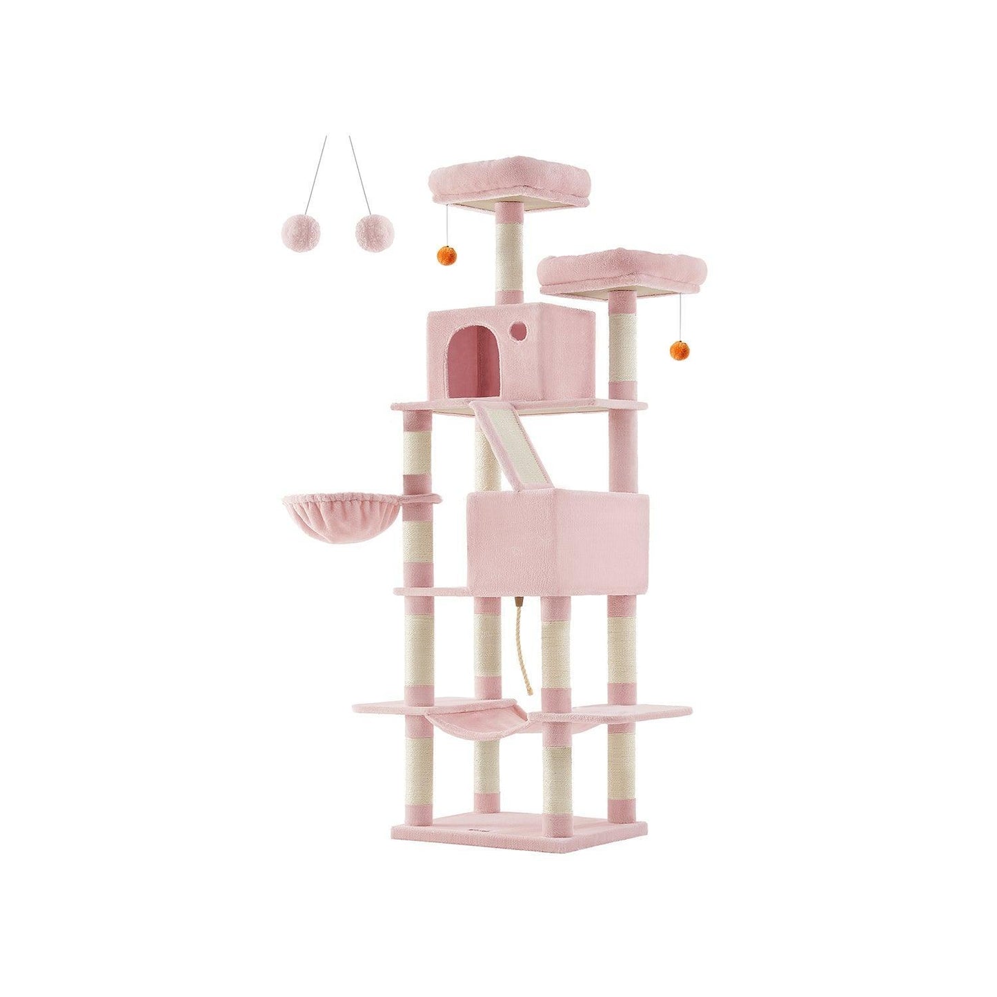81.1" Large Multi-Level Cat Tree with 13 Scratching Posts Jelly Pink FredCo