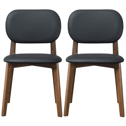 Set of two modern black dining chairs with wooden legs, FredCo International furniture