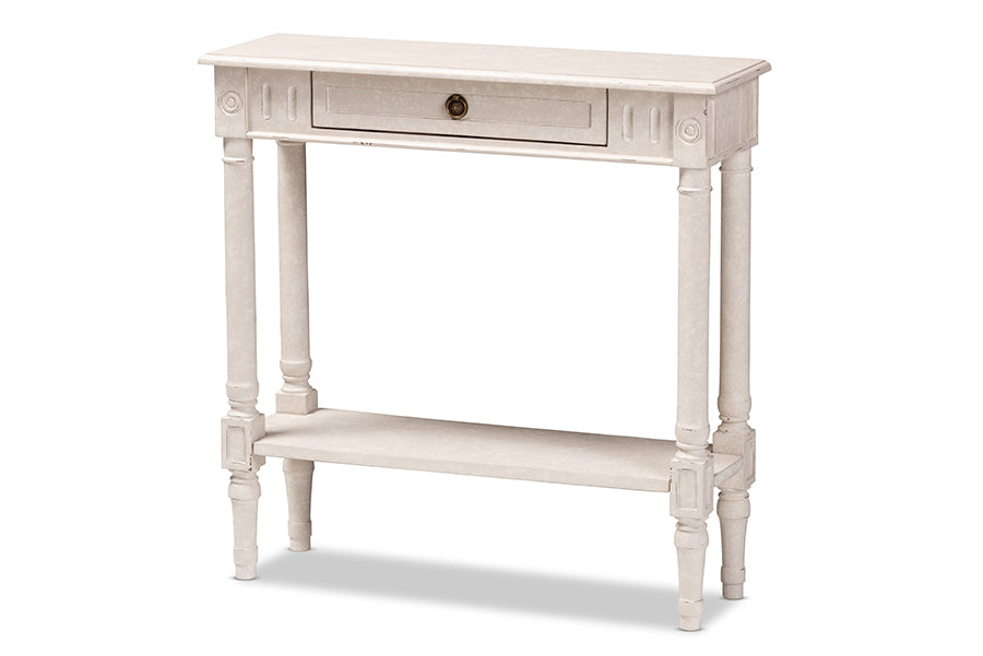 Baxton Studio Ariella Country Cottage Farmhouse Whitewashed 1-Drawer Console Table