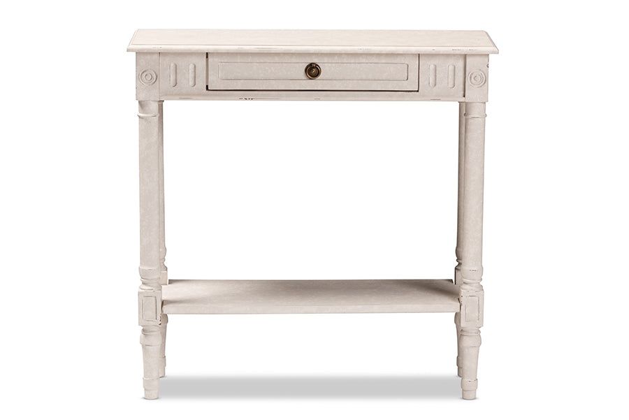Baxton Studio Ariella Country Cottage Farmhouse Whitewashed 1-Drawer Console Table