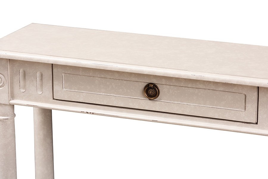 Baxton Studio Ariella Country Cottage Farmhouse Whitewashed 1-Drawer Console Table